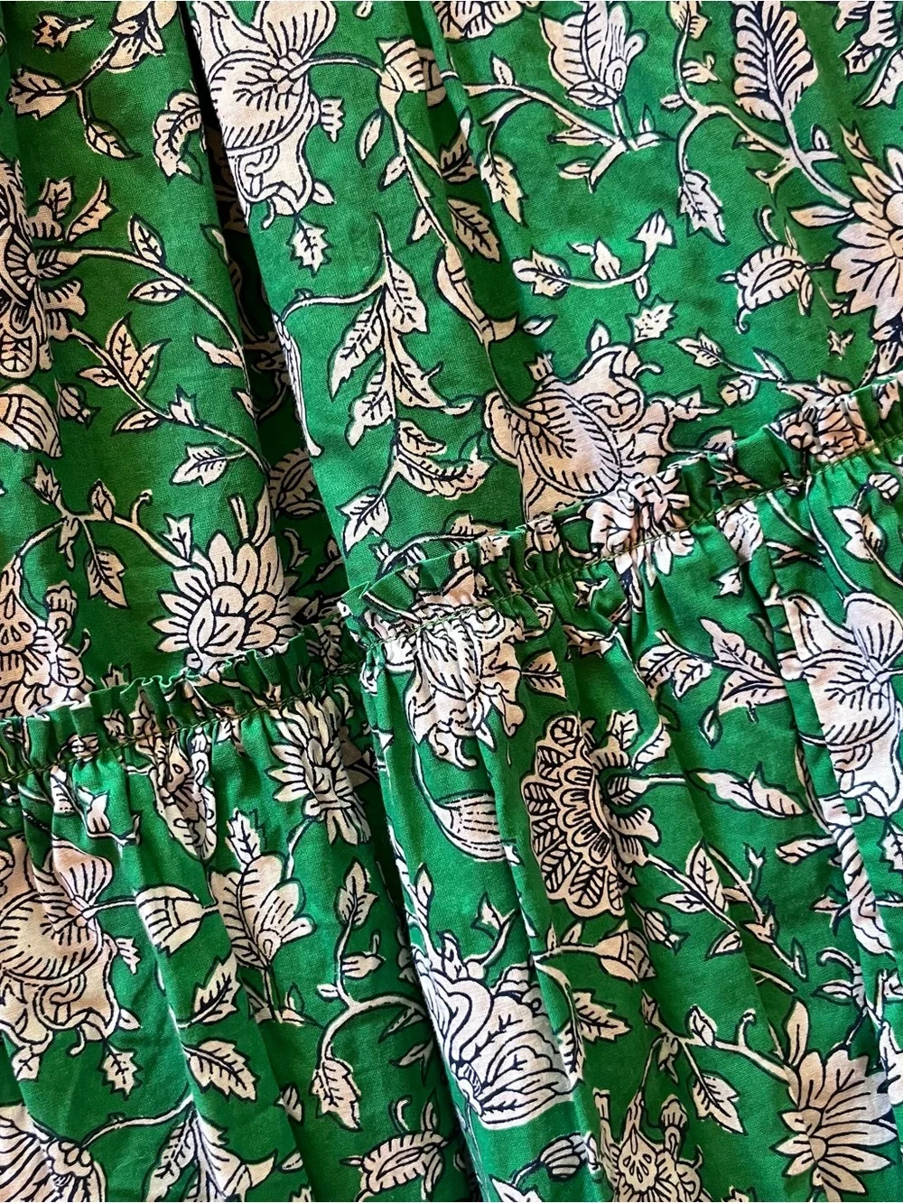 J crew Green Floral Smocked Ruffle Strap Kids Dress